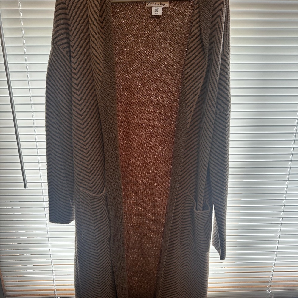 Brown Long Knit Cardigan Sweater